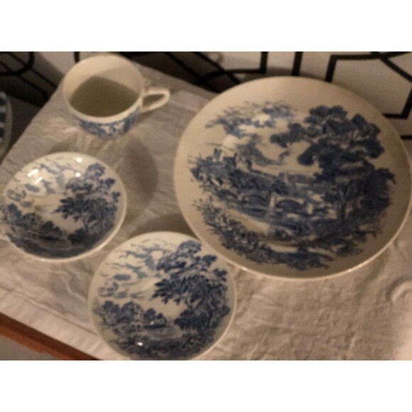 Enoch Wedgwood “countryside” service for one. Plate, bowl, saucer, cup - Picture 3 of 6
